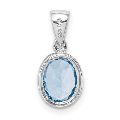 GSS Sterling Silver Rhodium Light Swiss Blue Topaz Pendant