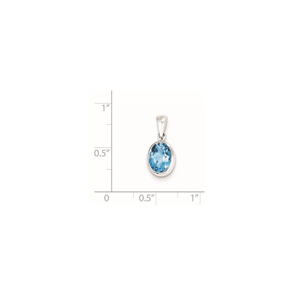 GSS Sterling Silver Rhodium Light Swiss Blue Topaz Pendant