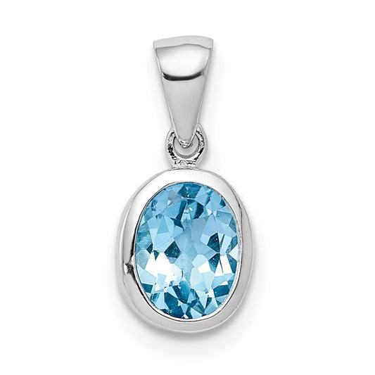GSS Sterling Silver Rhodium Light Swiss Blue Topaz Pendant