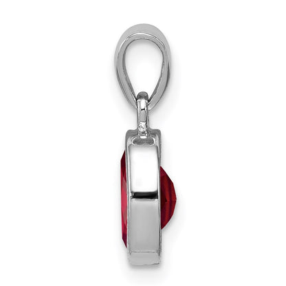 GSS Sterling Silver Rhodium Garnet Pendant