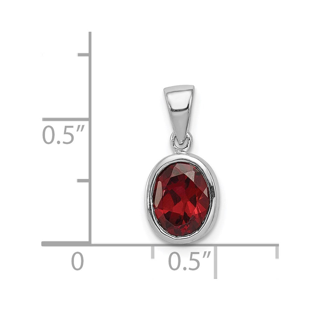 GSS Sterling Silver Rhodium Garnet Pendant