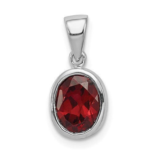 GSS Sterling Silver Rhodium Garnet Pendant