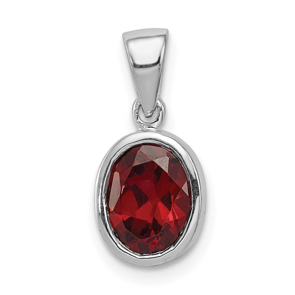GSS Sterling Silver Rhodium Garnet Pendant