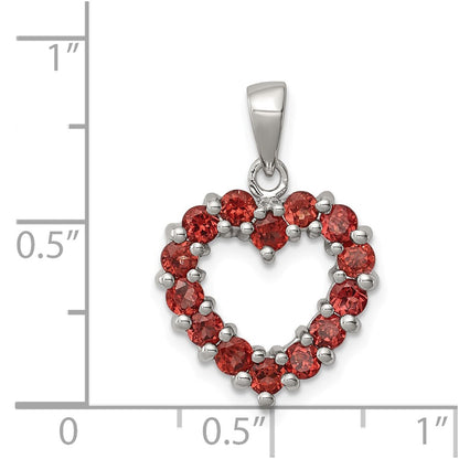 GSSP Sterling Silver Rhodium Garnet Pendant