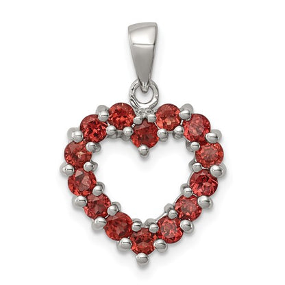 GSSP Sterling Silver Rhodium Garnet Pendant