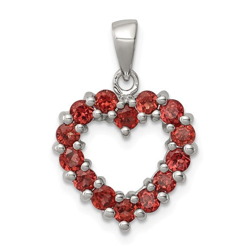 GSSP Sterling Silver Rhodium Garnet Pendant