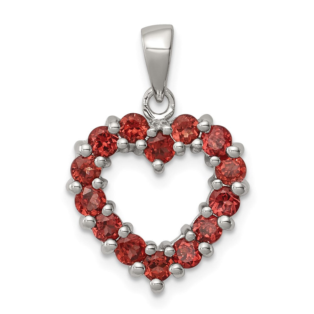 GSSP Sterling Silver Rhodium Garnet Pendant