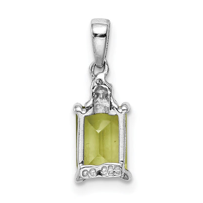 GSS Sterling Silver Rhodium Plated Peridot and Diamond Pendant