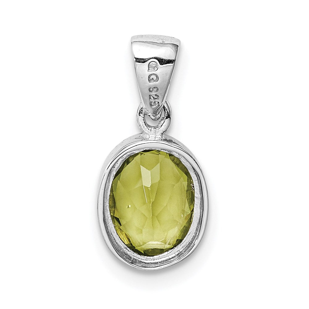 GSSP Sterling Silver Rhodium Plated Peridot Pendant