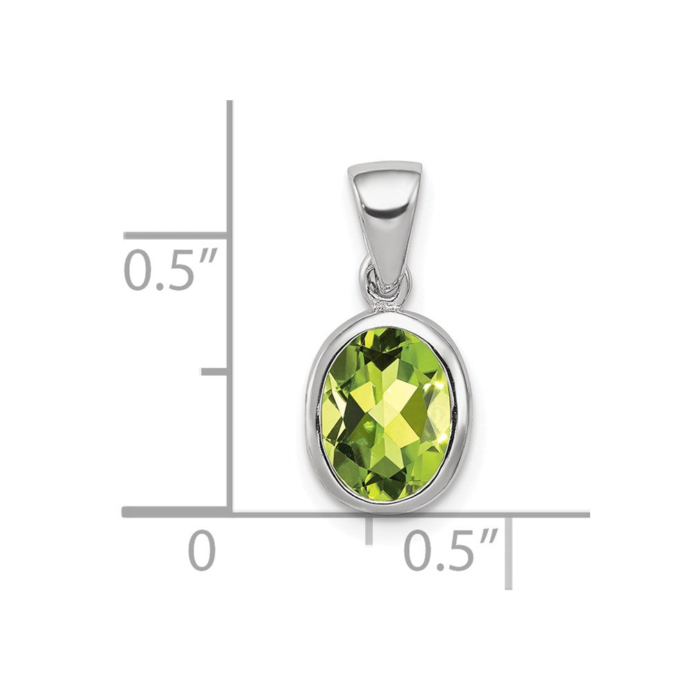 GSSP Sterling Silver Rhodium Plated Peridot Pendant
