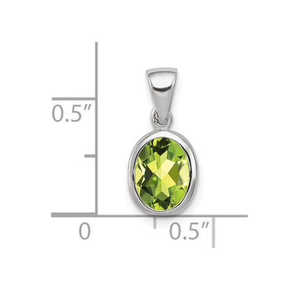GSSP Sterling Silver Rhodium Plated Peridot Pendant
