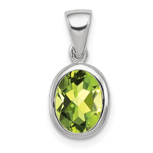 GSSP Sterling Silver Rhodium Plated Peridot Pendant