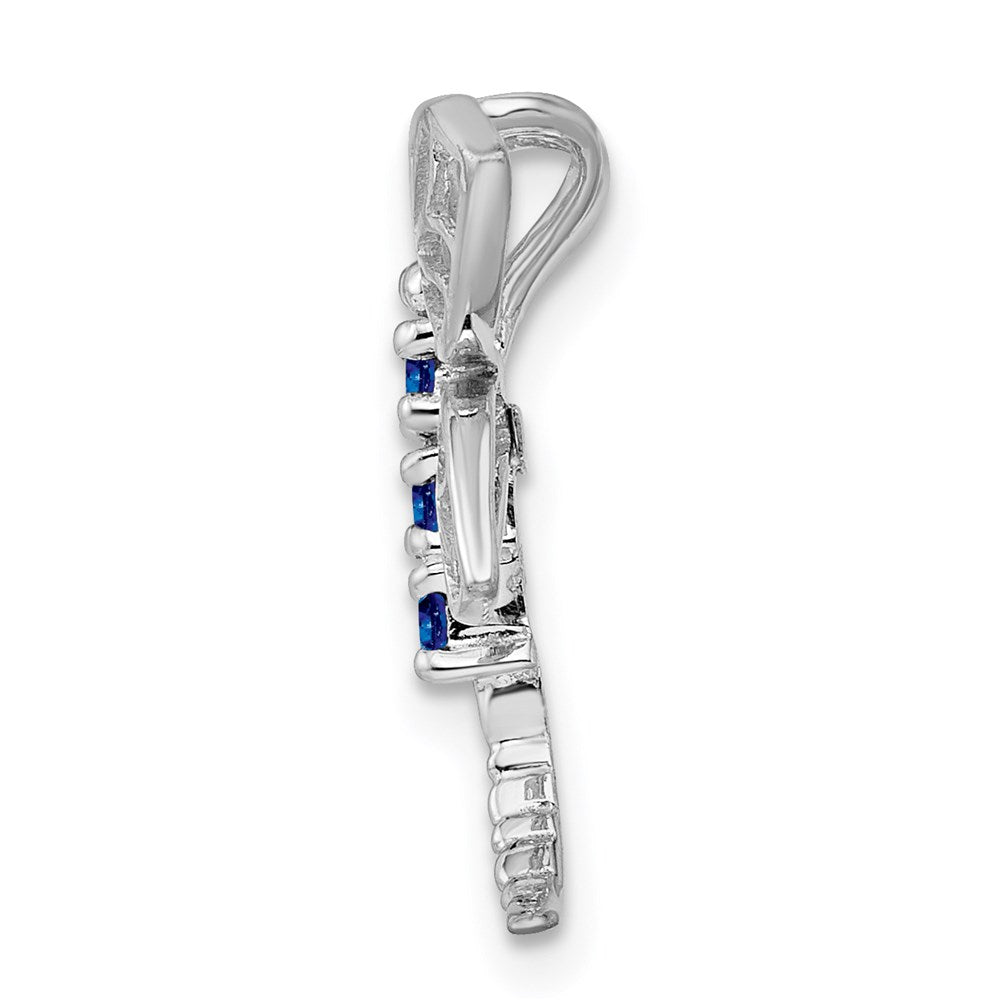 GSSP Sterling Silver Rhodium Sapphire Dragonfly Pendant