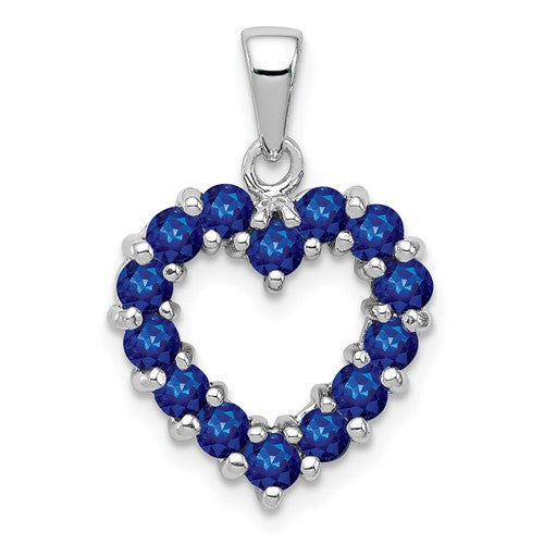 GSSP Sterling Silver Rhodium-plated Sapphire Pendant