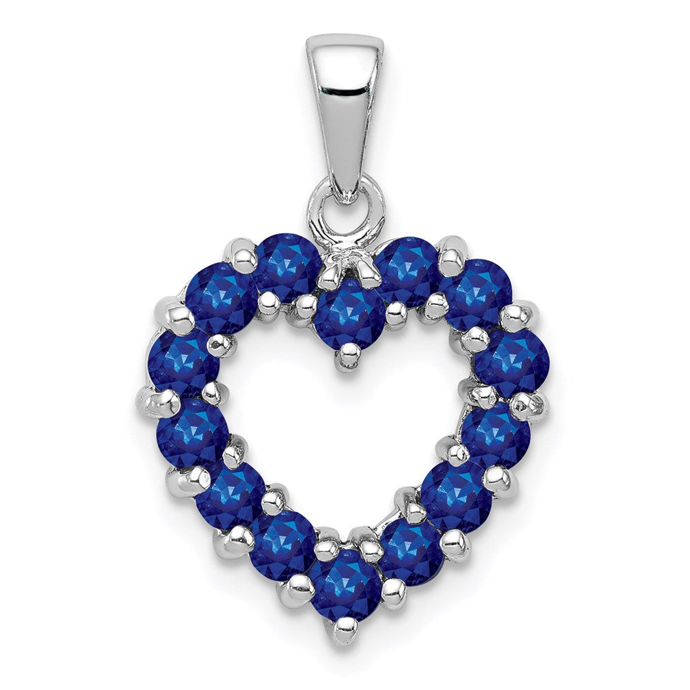 GSSP Sterling Silver Rhodium-plated Sapphire Pendant