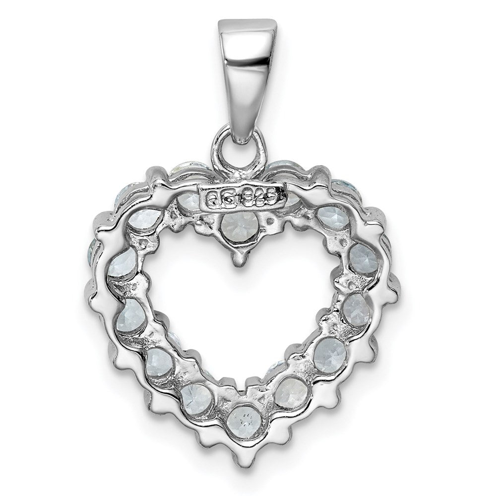 GSS Sterling Silver Rhodium Aqua Heart Pendant