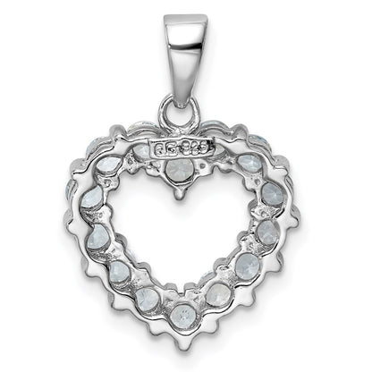 GSS Sterling Silver Rhodium Aqua Heart Pendant
