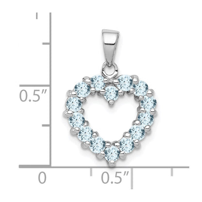 GSS Sterling Silver Rhodium Aqua Heart Pendant