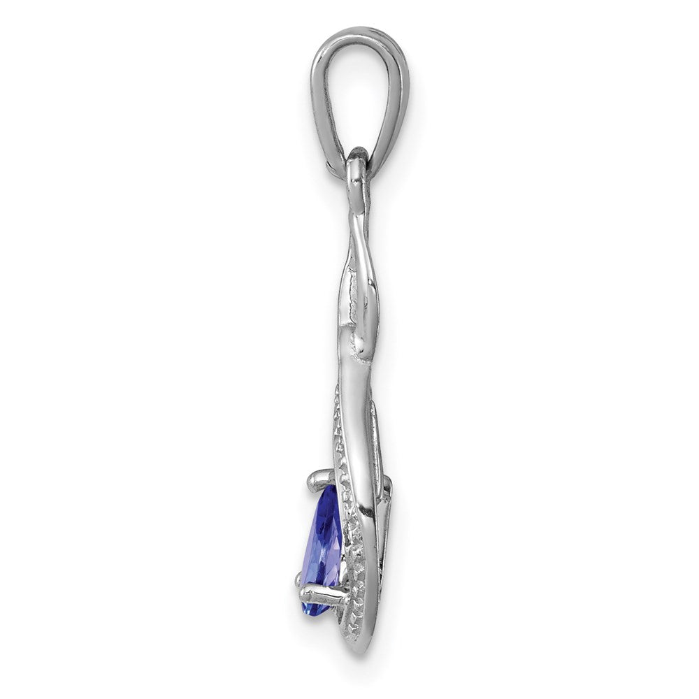 GSS Sterling Silver Rhodium-plated Tanzanite & Diamond Pendant