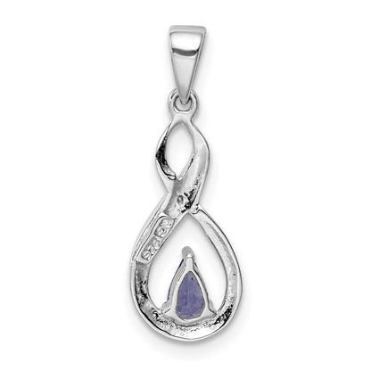 GSS Sterling Silver Rhodium-plated Tanzanite & Diamond Pendant