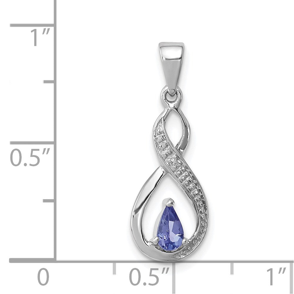 GSS Sterling Silver Rhodium-plated Tanzanite & Diamond Pendant