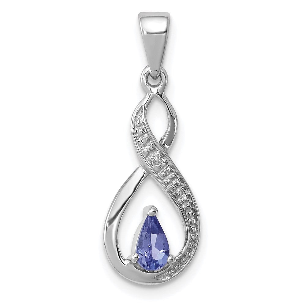 GSS Sterling Silver Rhodium-plated Tanzanite & Diamond Pendant