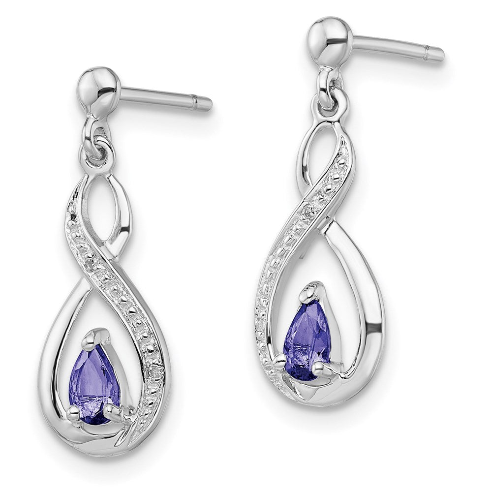 GSS Sterling Silver Rhodium-plated Tanzanite & Diamond Earrings