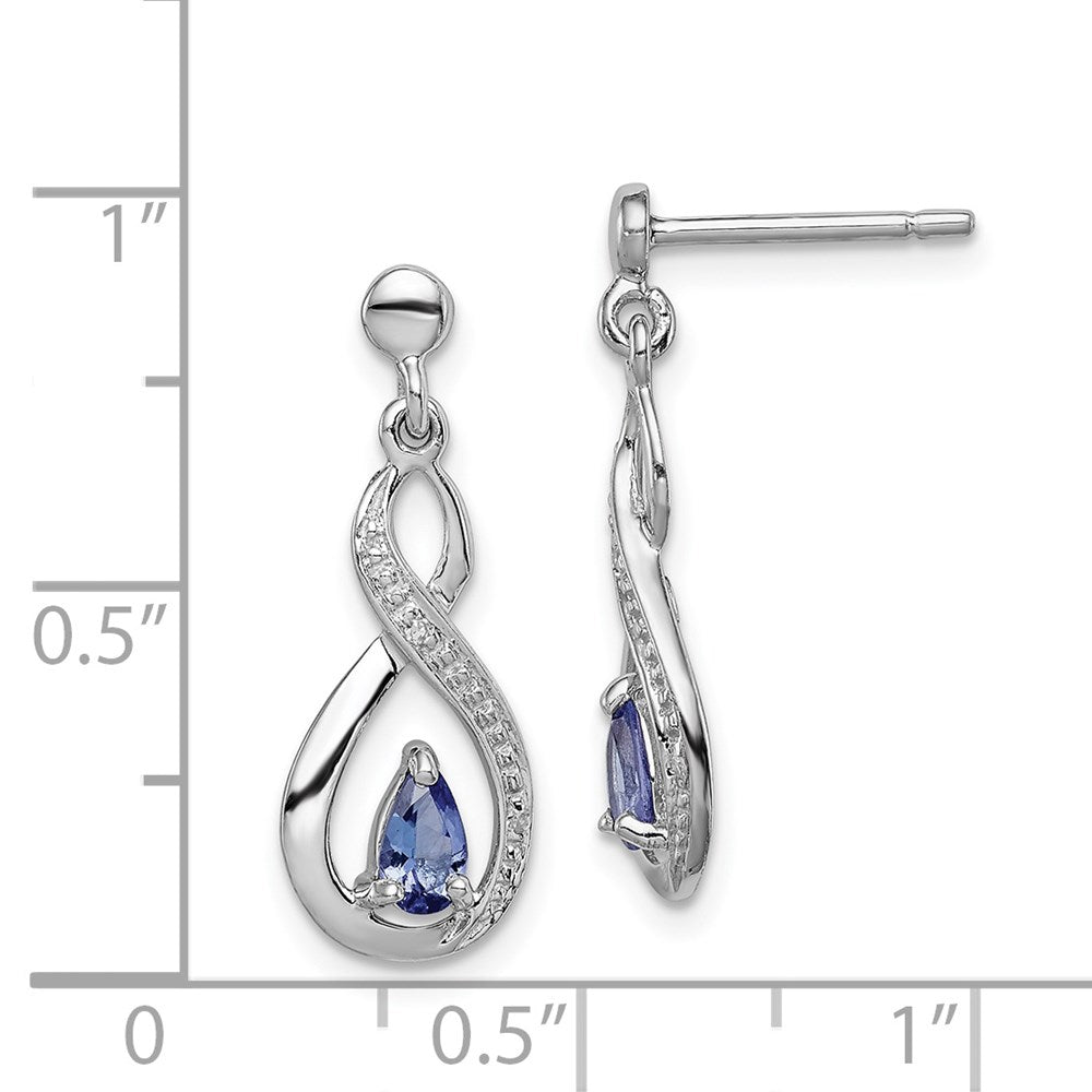 GSS Sterling Silver Rhodium-plated Tanzanite & Diamond Earrings