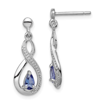 GSS Sterling Silver Rhodium-plated Tanzanite & Diamond Earrings
