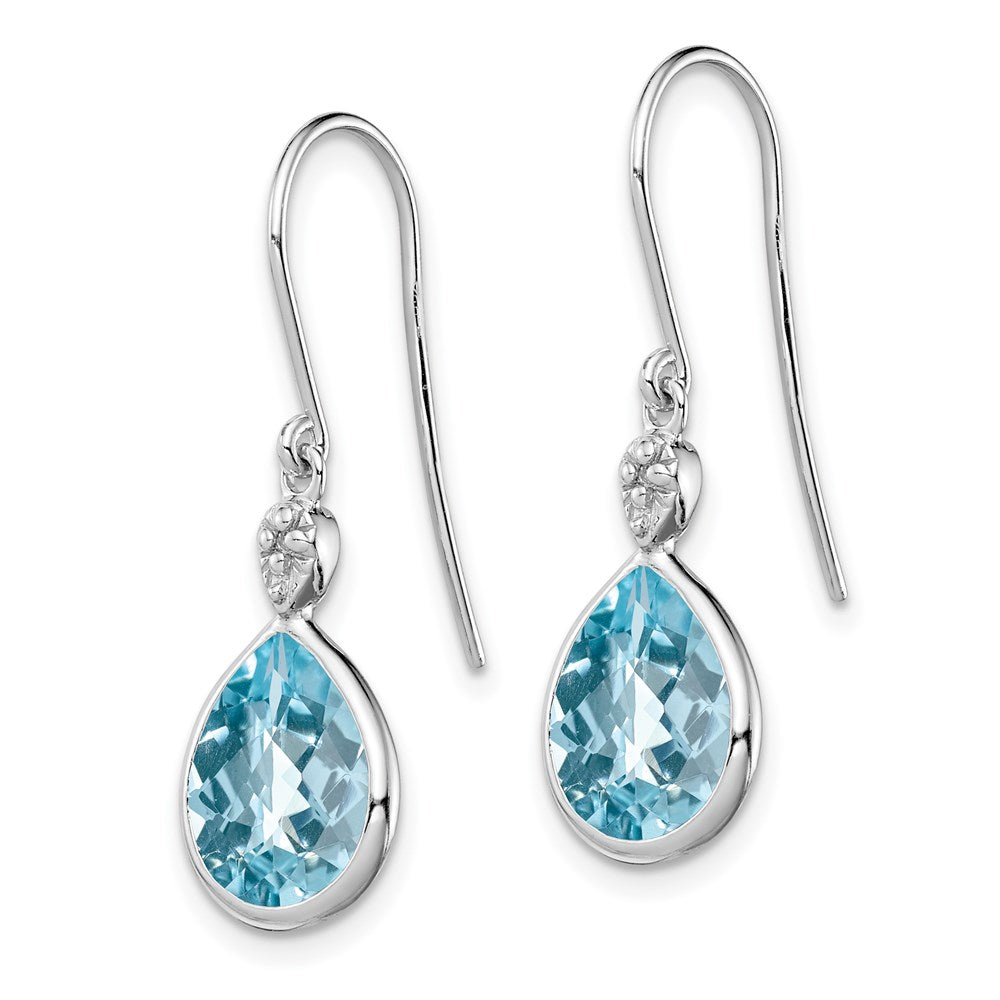 GSS Sterling Silver Rhodium Plated Diamond and Blue Topaz Earrings