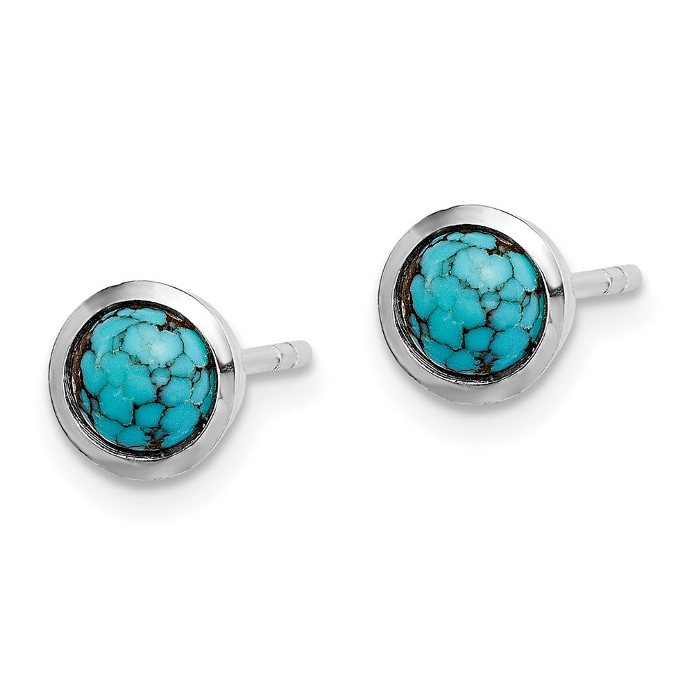 GSSE Sterling Silver Round Turquoise Post Earrings