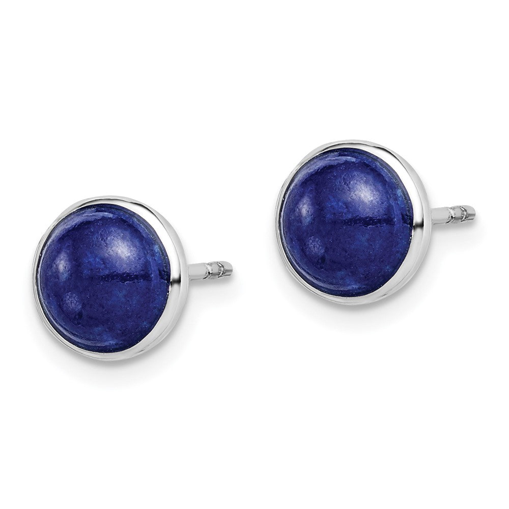 GSS Sterling Silver Rhodium-plated 7mm Lapis Post Earrings