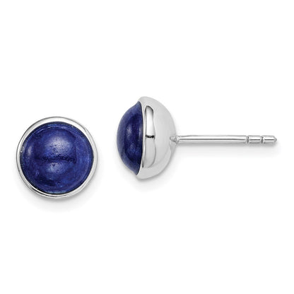 GSS Sterling Silver Rhodium-plated 7mm Lapis Post Earrings