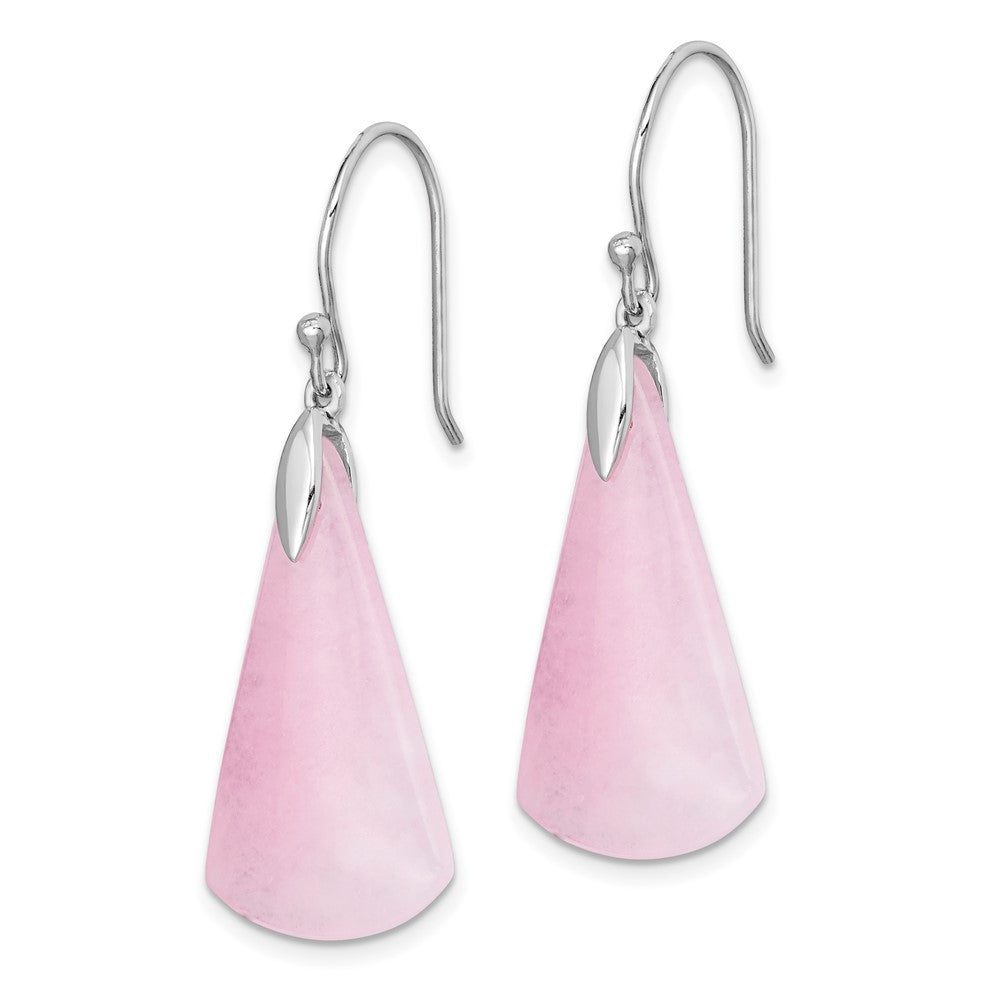 GSS Sterling Silver Rhodium-plated Dyed Pink Quartz Dangle Earrings