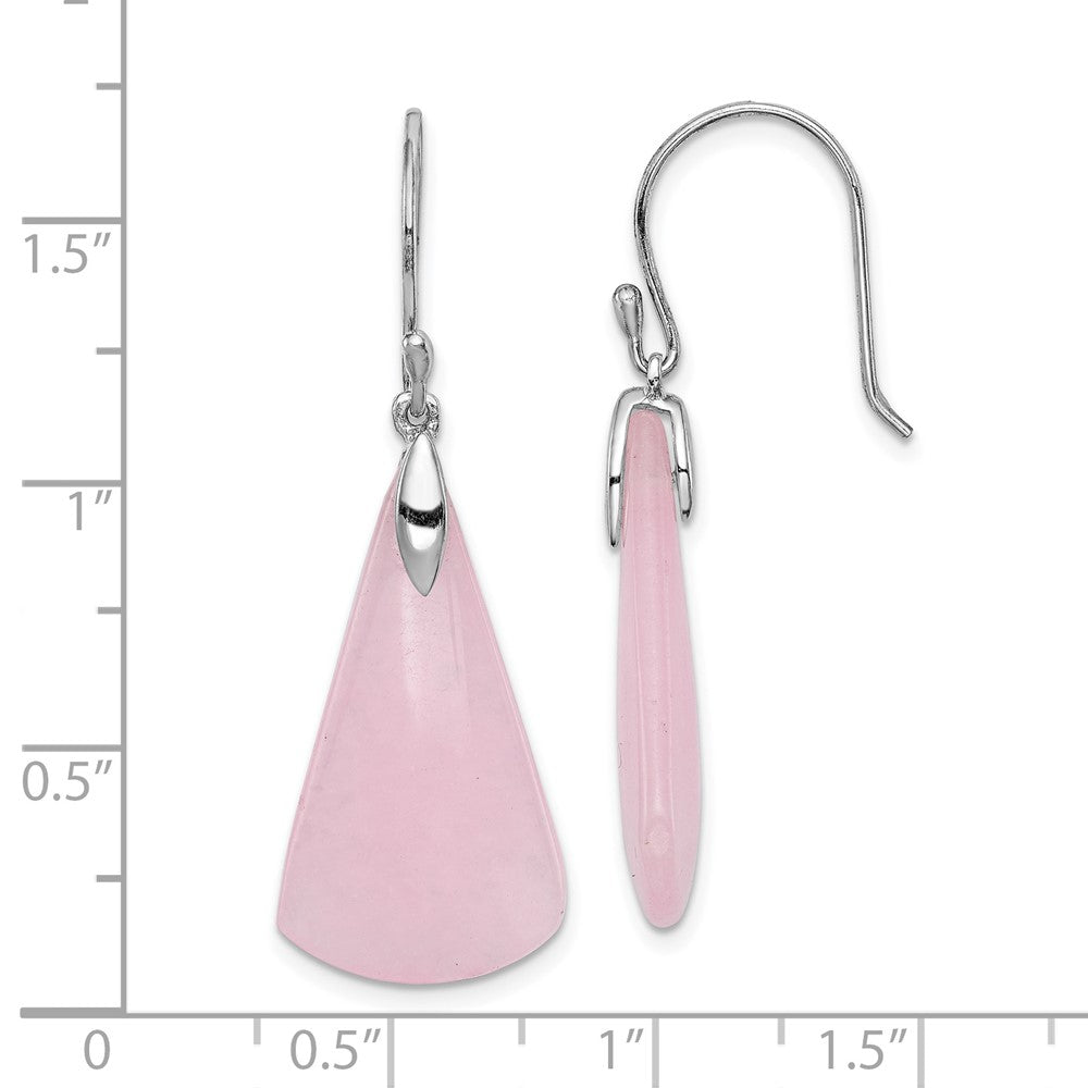 GSS Sterling Silver Rhodium-plated Dyed Pink Quartz Dangle Earrings