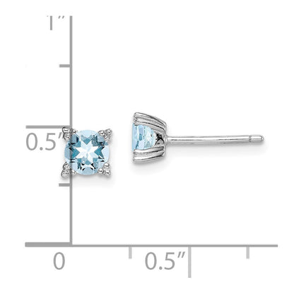 GSSE Sterling Silver Rhodium-plated Round 5mm Blue Topaz Post Earrings