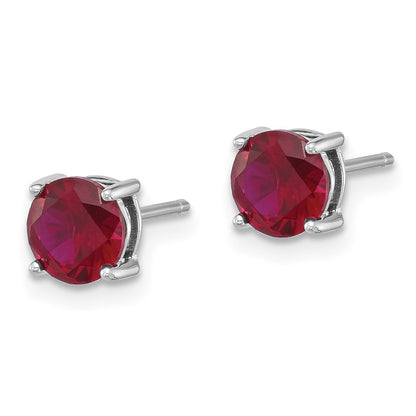 GSSE Sterling Silver Rhodium-plated 6mm Lab Created Ruby Stud Earrings