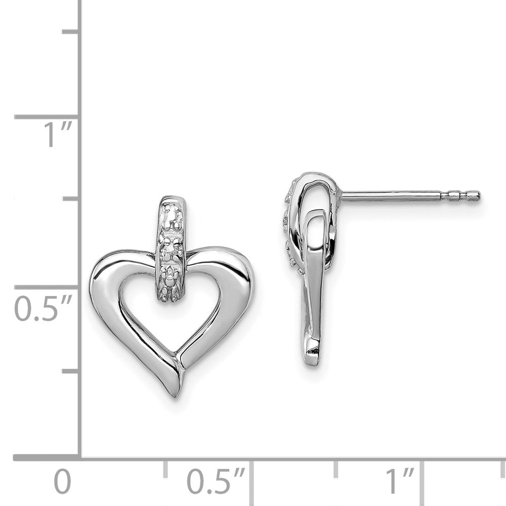 DSS Sterling Silver Rhodium Heart w/Diam. Earrings