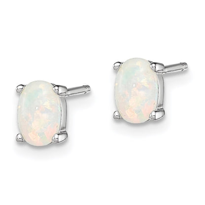 GSSE Sterling Silver Rhodium-plated Created Opal Post Earrings