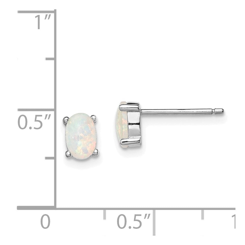 GSSE Sterling Silver Rhodium-plated Created Opal Post Earrings