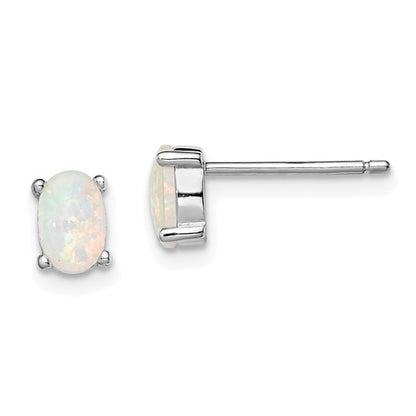 GSSE Sterling Silver Rhodium-plated Created Opal Post Earrings