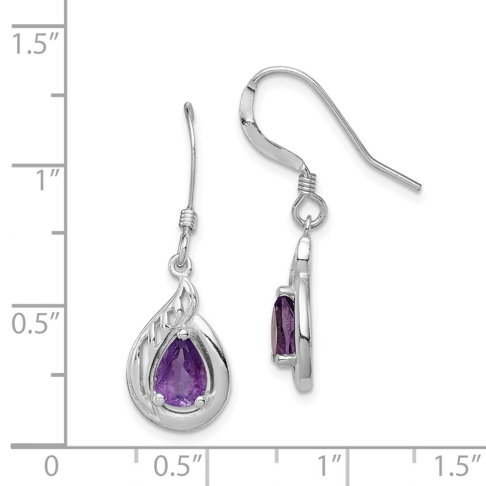 GSSE Sterling Silver Amethyst Polished Fancy Dangle Earrings