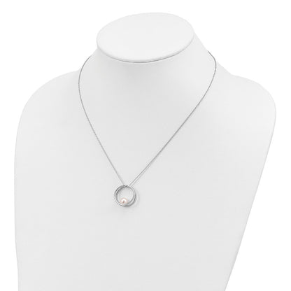 PSSN Sterling Silver Rhodium-plated 7-8mm White Round Freshwater Cultured Pearl 18 inch Necklace