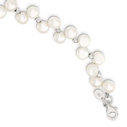 PSSN Sterling Silver FW Cultured Button Pearl 16in Necklace