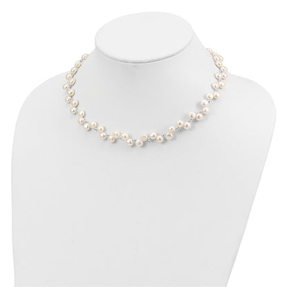 PSSN Sterling Silver FW Cultured Button Pearl 16in Necklace