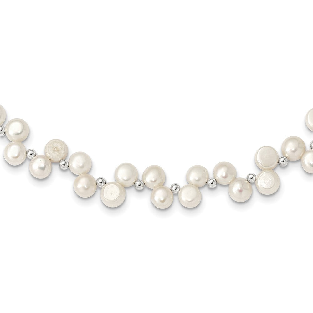 PSSN Sterling Silver FW Cultured Button Pearl 16in Necklace