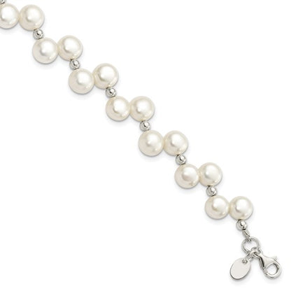 PSSB Sterling Silver FW Cultured Button Pearl 7.5in Bracelet