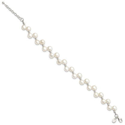 PSSB Sterling Silver FW Cultured Button Pearl 7.5in Bracelet