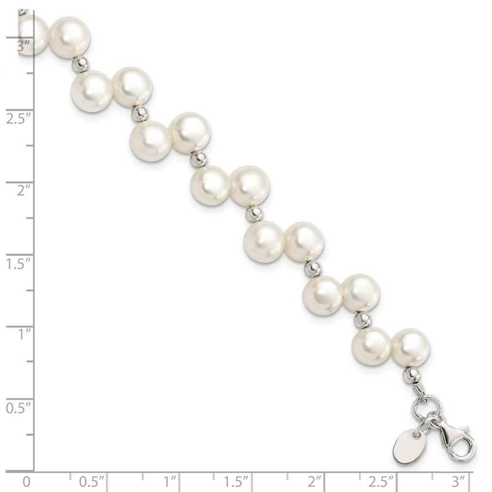 PSSB Sterling Silver FW Cultured Button Pearl 7.5in Bracelet