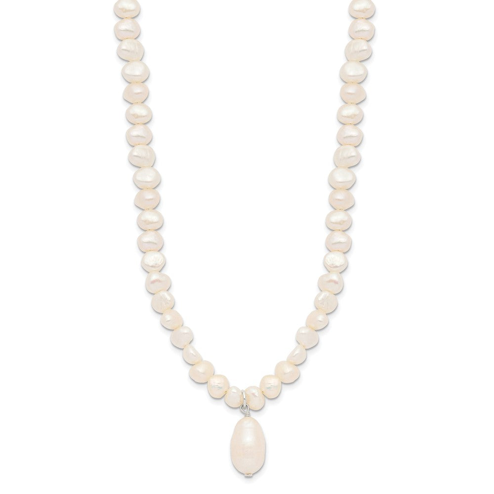 PSSN Sterling Silver FW Cultured Pearl Drop 18in Necklace